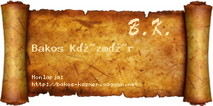 Bakos Kázmér névjegykártya